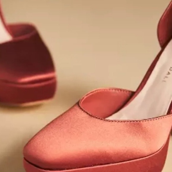 Loeffler Randall Selina satin closed toe ankle strap platforms "rust" - Picture 5 of 15